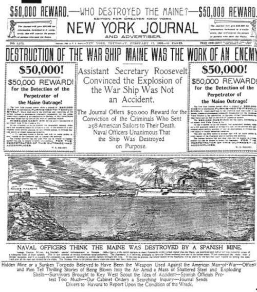 The following is the front page of the new york journal from february 17, 1898:  p