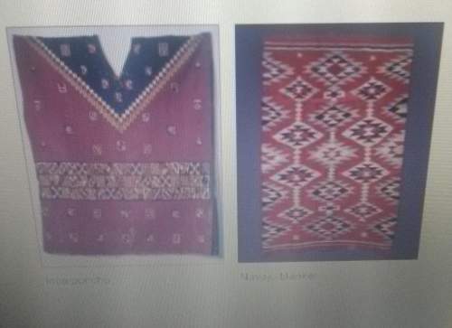What statement describes a difference between the inca poncho and navajo blanket show?