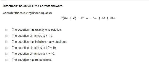 Select all the correct answers. consider the following linear equation.