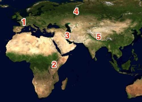 Which number on the map is closest to the mountain range known as the alps?  1