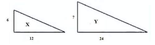 Determine the unknown side of the similar triangle. a) 8  b) 12  c) 18  d) 2