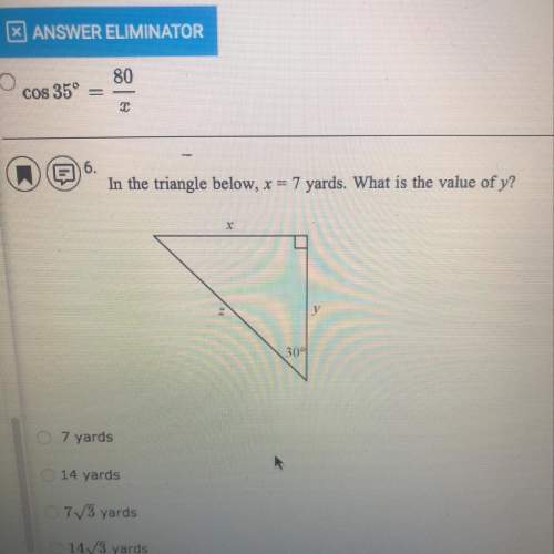 In the triangle below, x=7 yards. what is the value of y