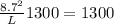 \frac{8.7^{2}}{L}1300=1300