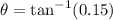\theta=\tan^{-1}(0.15)
