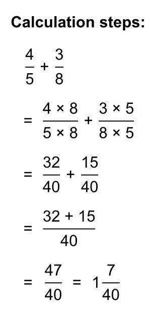 What is the simplest form of 3/8 + 4/5