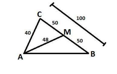 AM is a median of an acute triangle ABC. The DISTANCE of point M FROM side AB is 48 inches and from
