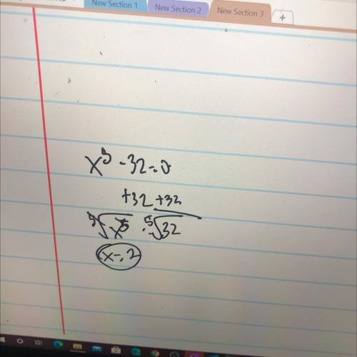 Solve for x. x^5-32=0