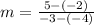 m=\frac{5-\left(-2\right)}{-3-\left(-4\right)}
