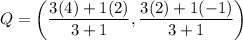 Q=\left(\dfrac{3(4)+1(2)}{3+1},\dfrac{3(2)+1(-1)}{3+1}\right)
