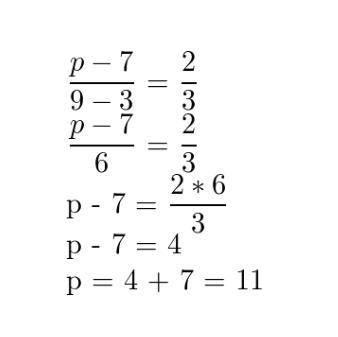 Consider the three points, (3,7), (-6,1), and (9,y) on the same line. find the value of y and explai