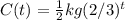 C(t)= \frac{1}{2} kg (2/3) ^ t