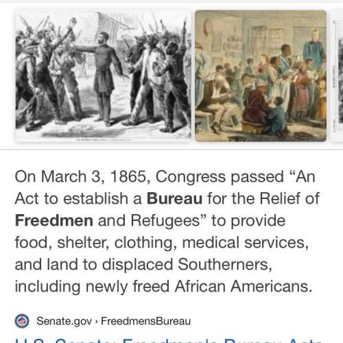 Will give brainliest

What was the purpose of the Freedmen's Bureau? To help newly freed slaves esta