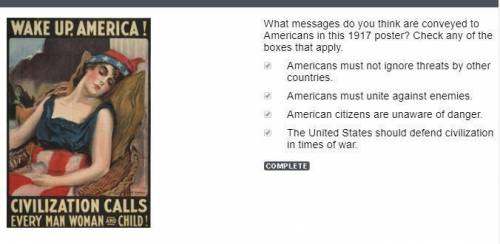 What message do you think are conveyed to Americans in this 1917 poster?

Group of answer choicesAme