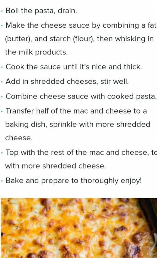 Prepare your favorite recipe of baked macaroni and cheese. DO NOT use a prepared box dinner. Copy th