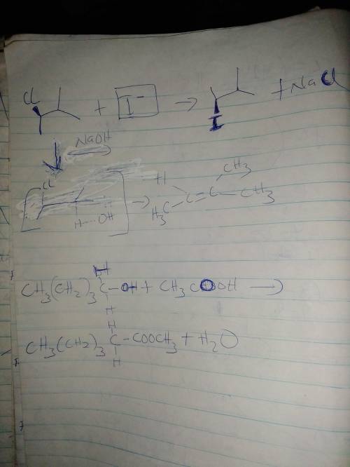 Consider the reaction of (R)-2-chloro-3-methylbutane with sodium iodide to form a

product.1(a) Draw