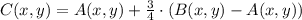 C(x,y) = A(x,y) + \frac{3}{4}\cdot (B(x,y)-A(x,y))