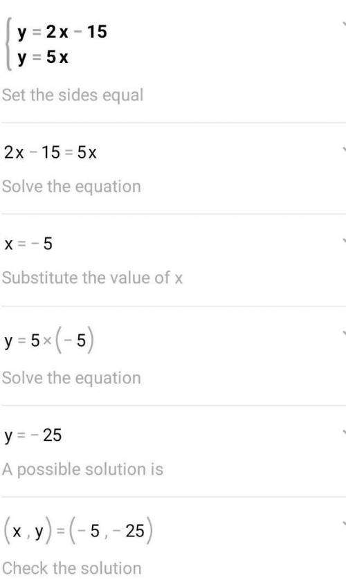 Solve the system of equations and choose the correct answer from the list of options. (4 point

y =