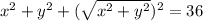 x^2 + y^2 + ( \sqrt{x^2 +y^2})^2=36
