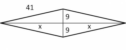 I NEEE HELP 

The shorter diagonal of a rhombus measures 18cm. The side of the rhombus measures 41cm