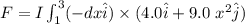 F = I \int^3_1 ( -dx \hat i ) \times ( 4.0 \hat i + 9.0 \ x^2 \hat j)