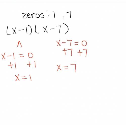 The zeros of a quadratic function are 1 and 7. To which factored quadratic expression is this functi