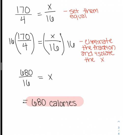 If a turkey weighs 16 pounds, how many calories does it have? (remember there are

170 calories in 4