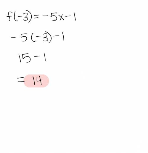 13 points answer this asa

Find the value of the function below for the given x-value
F{x} = -5x-1 w