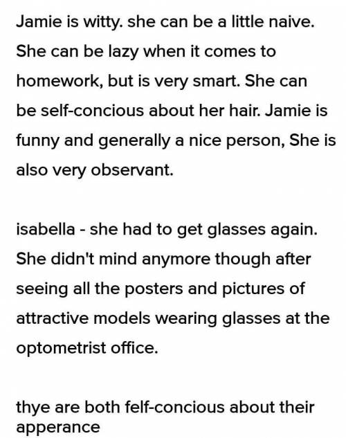 50 points Compare and contrast Jamie Kelly and Isabella? From the book Lets pretend that never happ