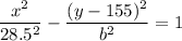 \dfrac{x^2}{28.5^2} - \dfrac{(y -155)^2}{b^2} = 1