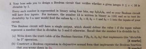 Your boss asks you to design a Boolean circuit that verifies