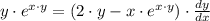 y\cdot e^{x\cdot y}= (2\cdot y -x\cdot e^{x\cdot y})\cdot \frac{dy}{dx}
