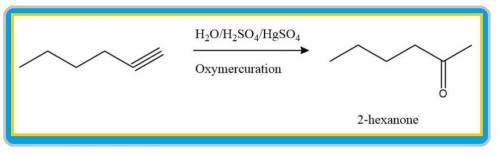 Draw the organic product formed when 1−hexyne is treated with H2O, H2SO4, and HgSO4.
