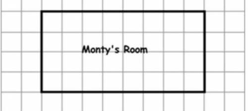 5.Monty made a scale drawing of his room on grid paper, as shown below.

If each square on the grid