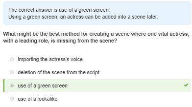 What might be the best method for creating a scene where one vital actress, with a leading role, is