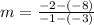 m=\frac{-2-(-8)}{-1-(-3)}