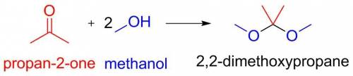 What is the acetal formed when propanone reacts with two molecules of methanol?