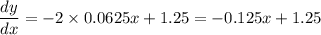 \dfrac{dy}{dx}=-2\times 0.0625x+1.25=-0.125x+1.25