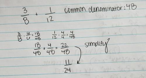 What is the estimated sum for 3/8 and 1/12