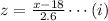 z=\frac{x-18}{2.6} \cdots(i)