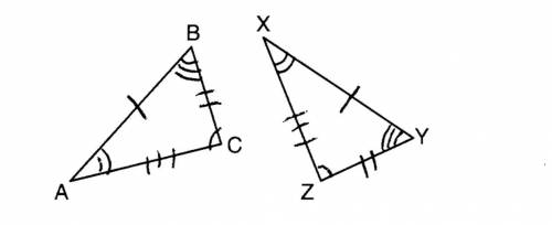 ABC=XYZ which two statement identify corresponding congruent parts for these triangles