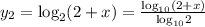 y_2=\text{log}_2(2 + x)=\frac{\text{log}_{10}(2+x)}{\text{log}_{10}2}