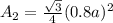 A_{2}=\frac{\sqrt{3} }{4} (0.8a)^{2}