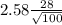 2.58\frac{28}{\sqrt{100} }
