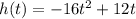 h(t) = -16t^2 +12t