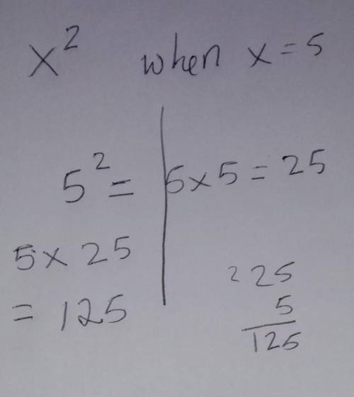 X^2 when x=5 how to work it out