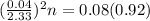 (\frac{0.04}{2.33})^2n=0.08(0.92)