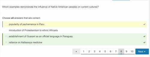 Which examples demonstrate the influence of Native American peoples on current cultures?

Choose all