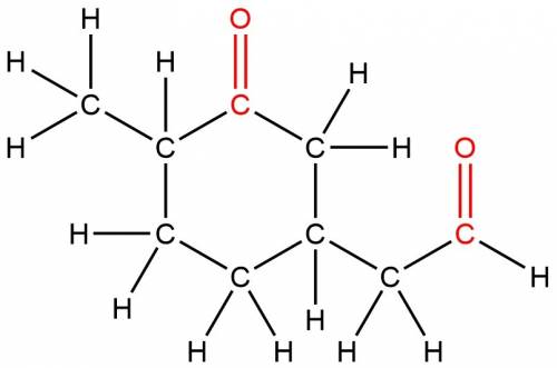 The molecule below contains both an aldehyde and a ketone functional group. select only the carbonyl