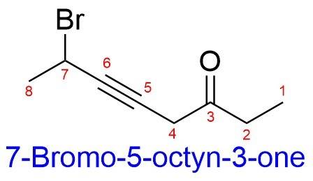 What is the correct structure for 7-bromo-5-octyn-3-one?