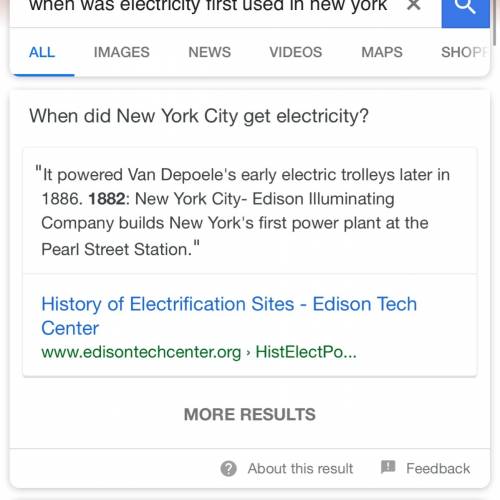 Electricity was first introduced to new york in the?